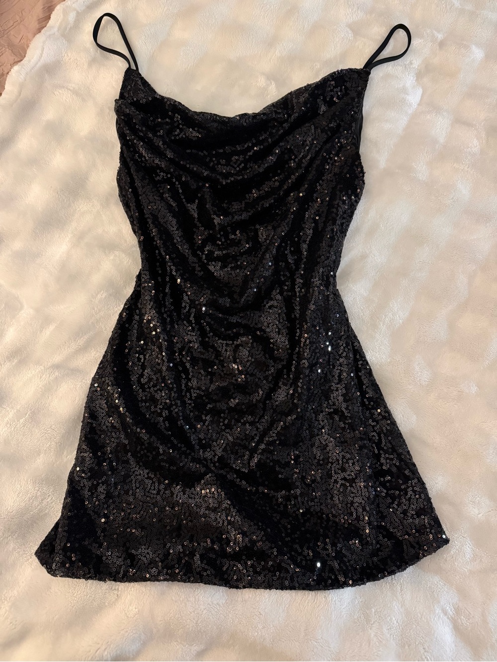 EVILD Black Sequin Cowl Neck Mini Dress ✨